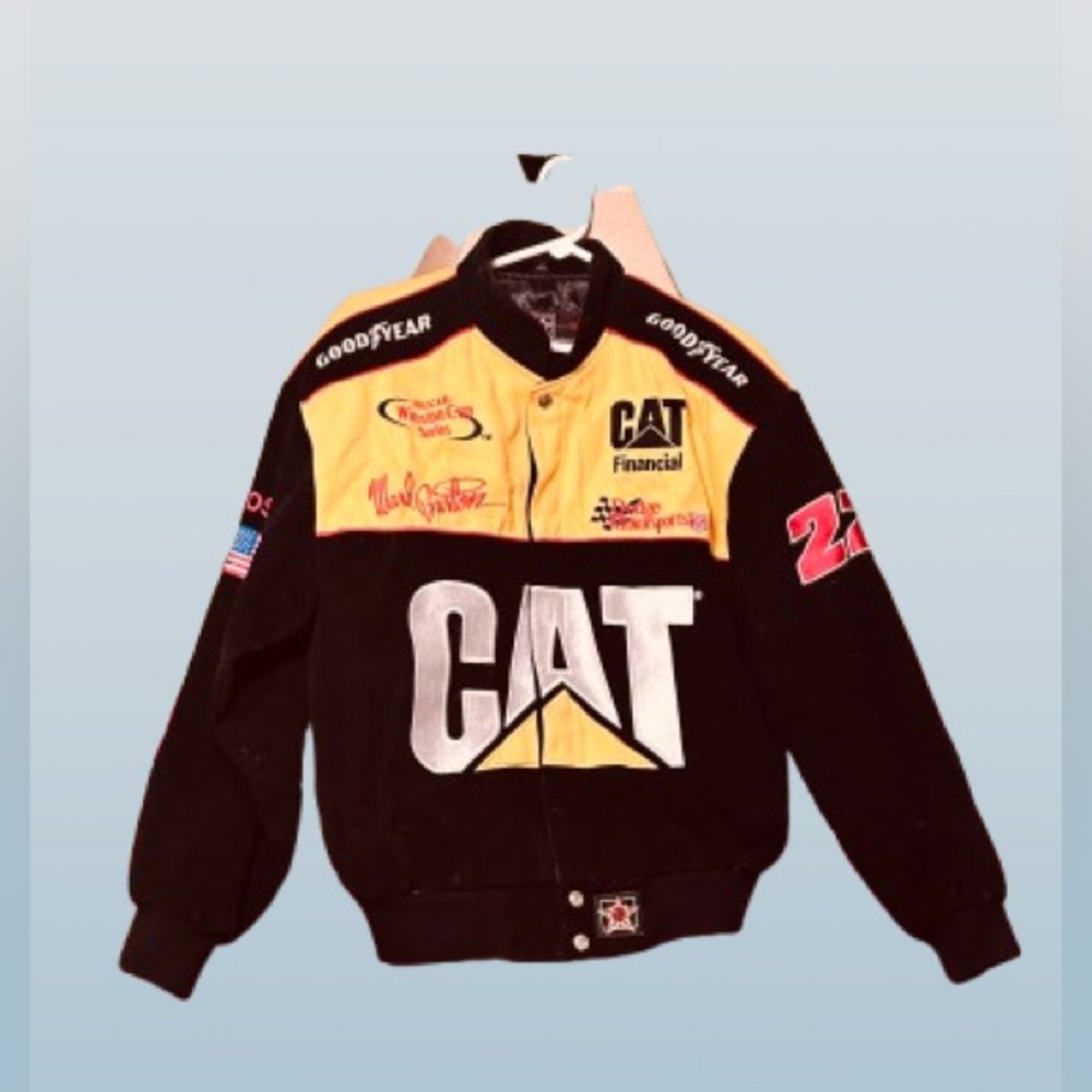 Men’s Small JH Design CAT Ward Burton 22 NASCAR Jacket Button up!